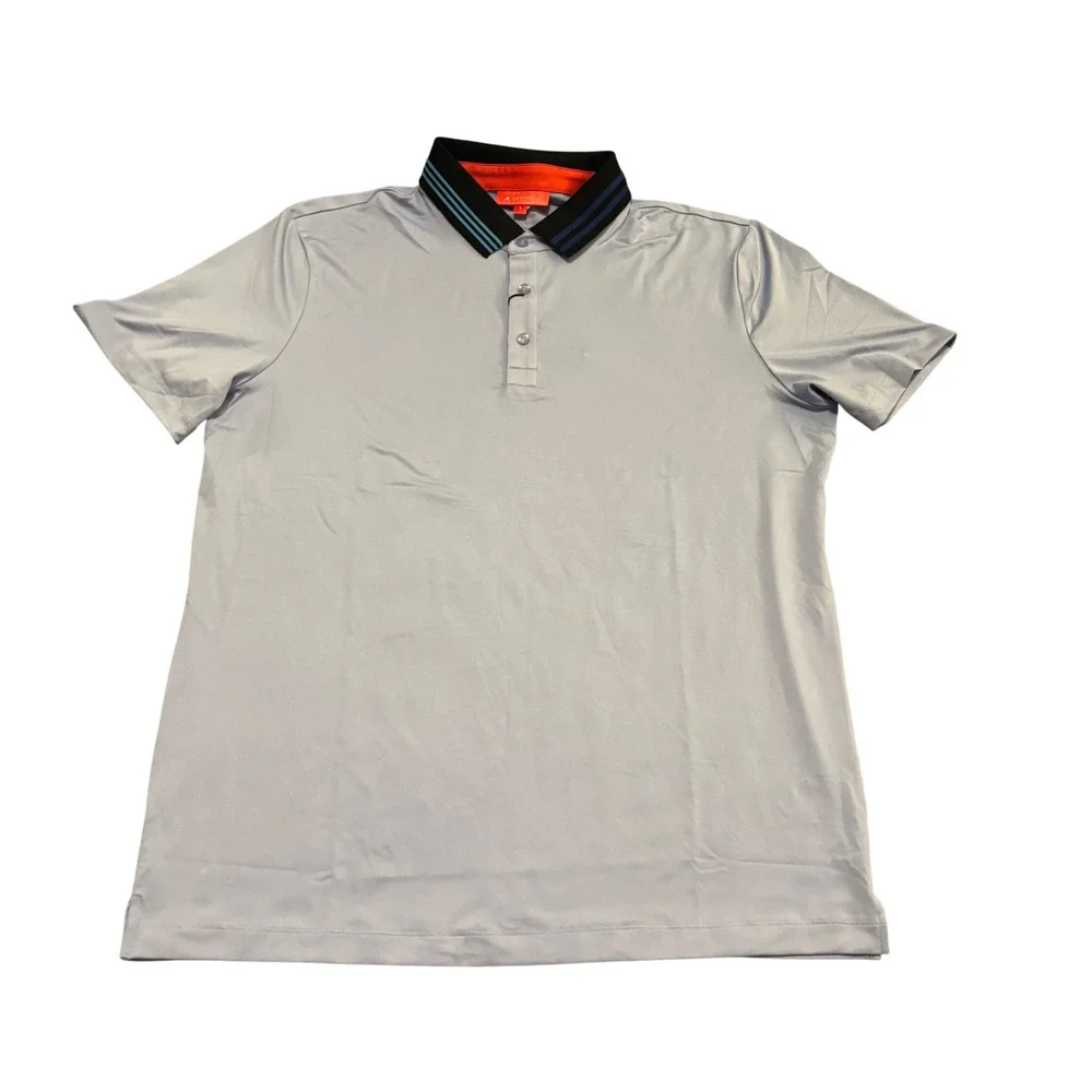 Redvanly Mens Harley Polo Shirt Baby Lavender Purple Striped Collar R2404 Large‎